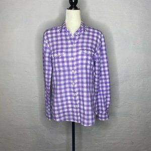 Banana Republic blouse linen gingham size M purple